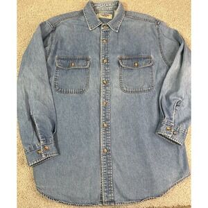 Vintage Big Mac Blue Denim Western Work Long Sleeve Button Shirt • Men's Large